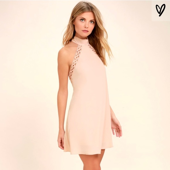 Lulus Dresses & Skirts - Lulu’s Blush Pink Lace Halter Dress